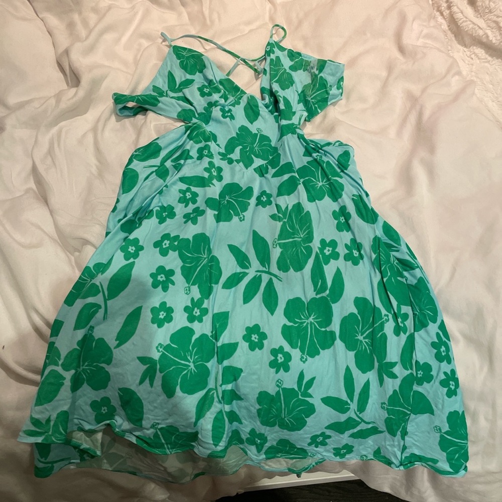 Zara Blue and Green mini dress with cutouts